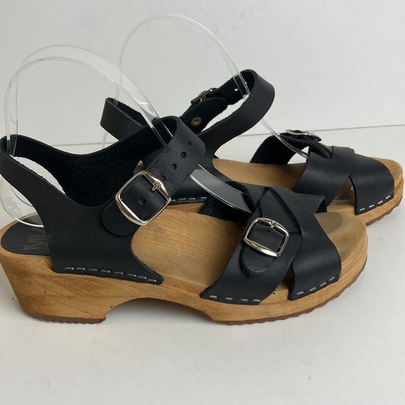 Free People Mia Presley Clogs in Black Leather 39 Hippie Scandi Girl Granola - Picture 8 of 15